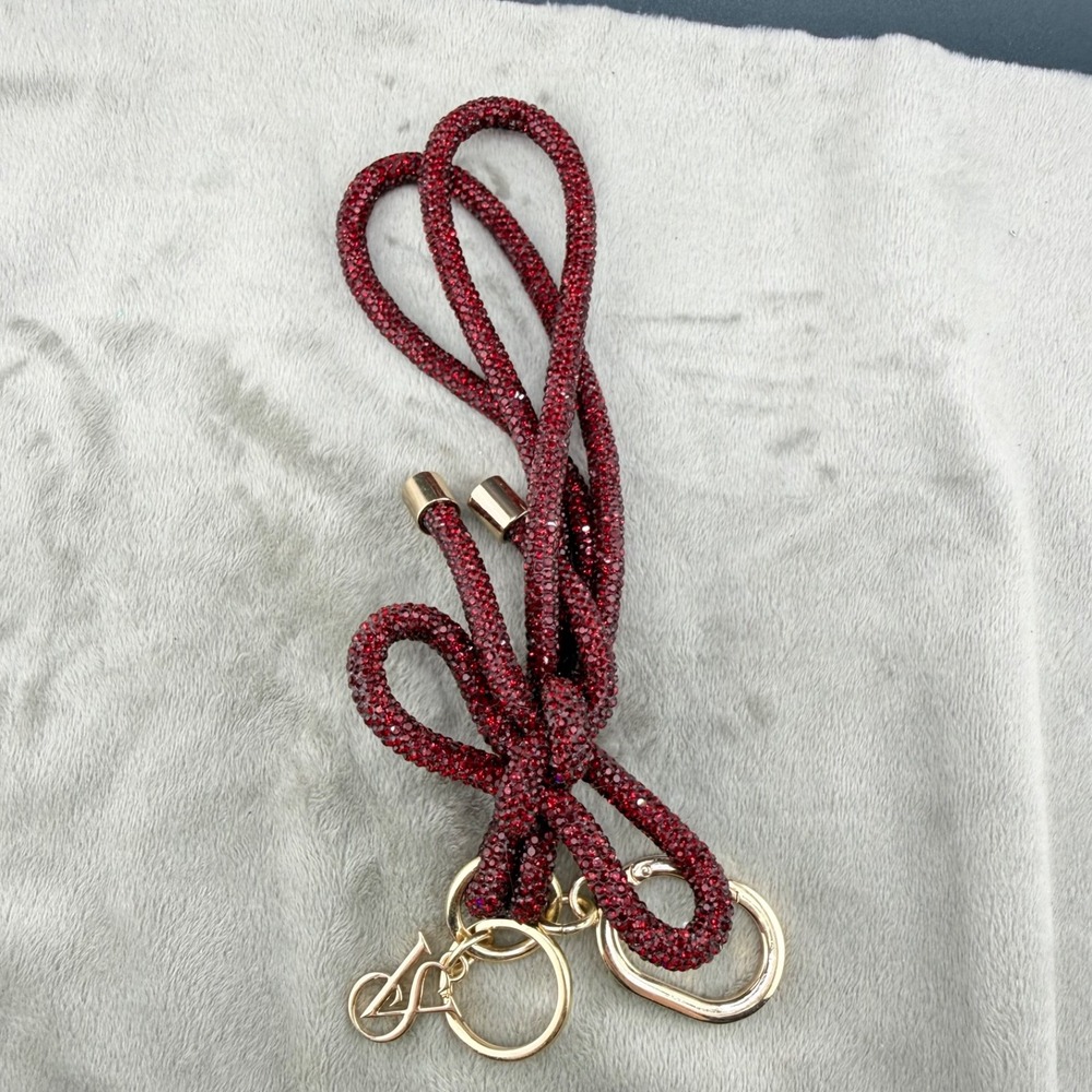 Vintage Victoria's Secret Key Chain Bag Charm Red Crystal Gold Tone Logo OS